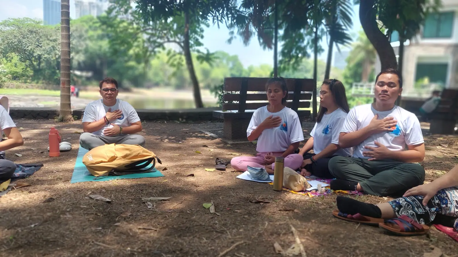 Students observing breath and body during Reiki practice