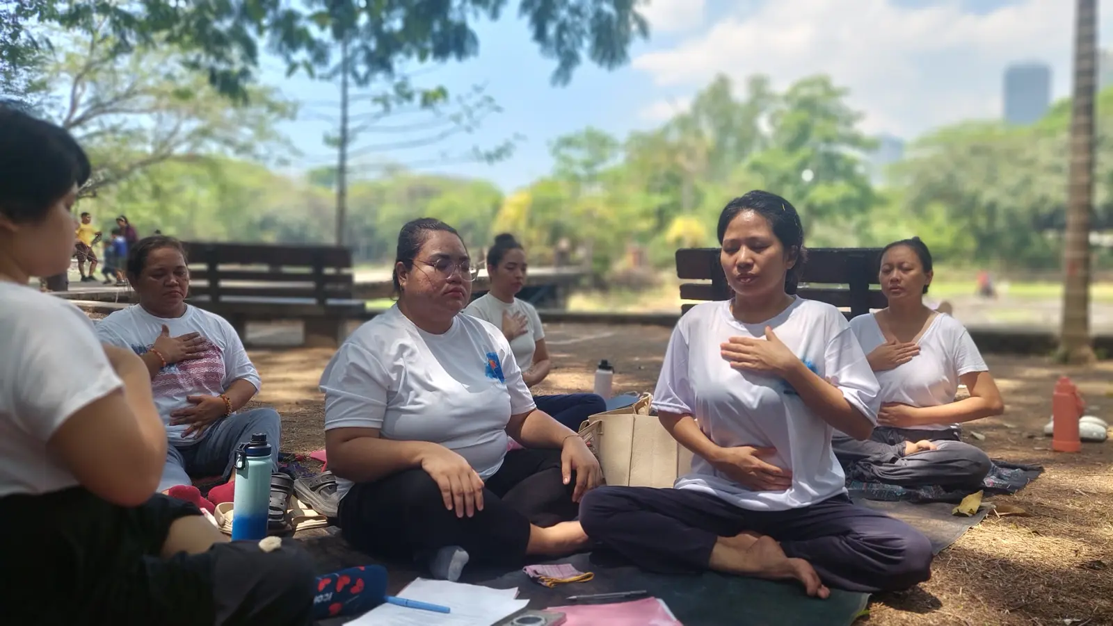 Elysians Reiki students practicing together outdoors
